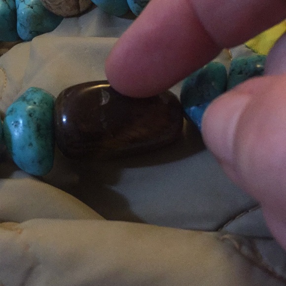 Faux Turquoise Dyed Stone Tribal Inspired Bohemian Statement Necklace - Picture 9 of 10